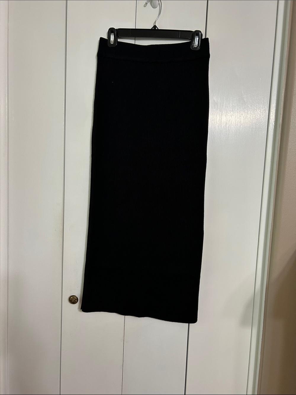 Angel Maternity ribbed knit skirt with side split, Black, XS